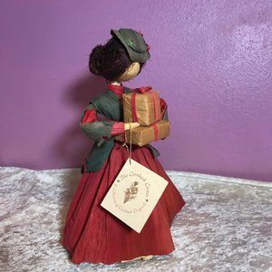 Christmas Cassie Corn Husk Doll by Judy Willis Vintage Texas TX Holiday Presents